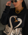 Classic Embroidered Sweatshirt Swans