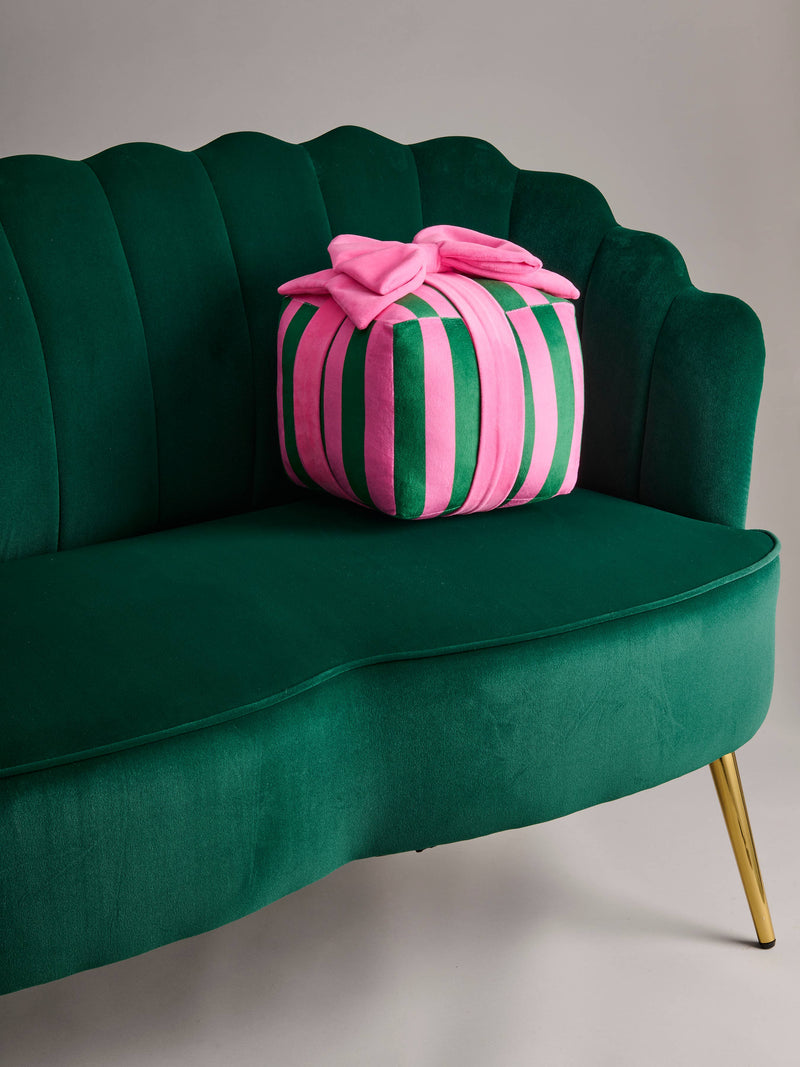Striped Gift Box Pillow, Medium