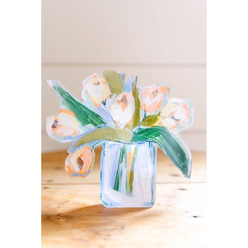 White Tulips Acrylic Bloom Block BITTY