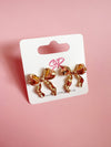 Golden Ribbon Bow Stud