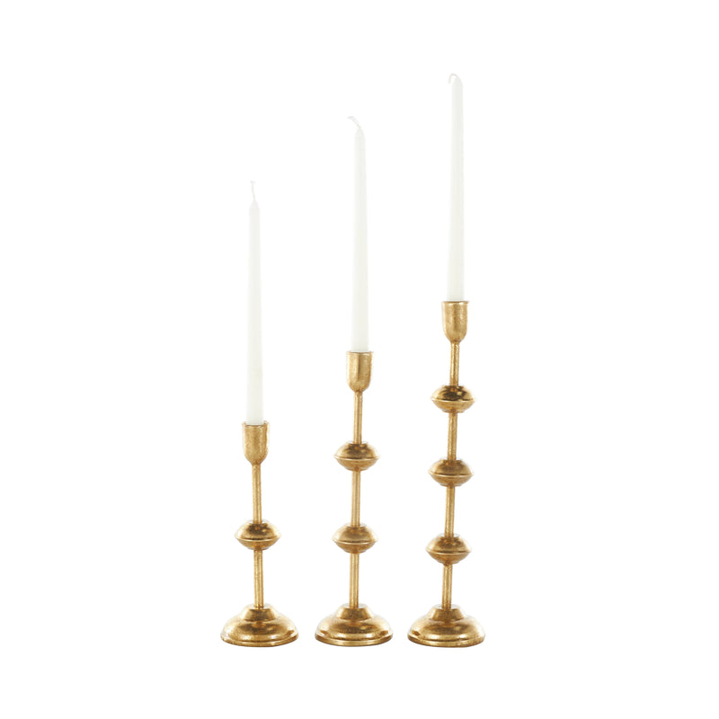 Contemporary Gold Metal Candle Holder Set of 3