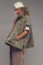 Oversized Floral Sherpa Fleece Vest