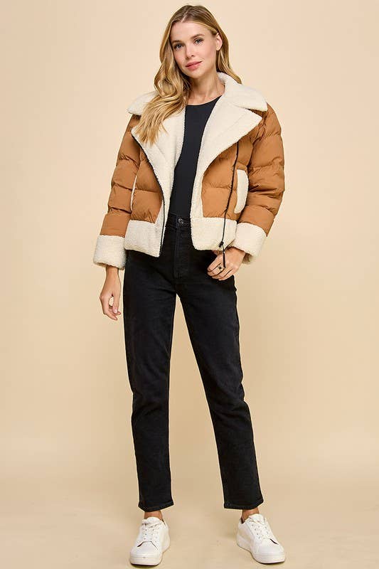 Sherpa Trim Padded Puffer Jacket