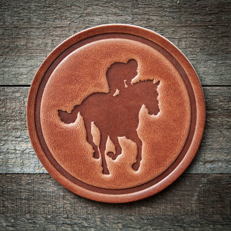 Racehorse Leather Coasters- Set of 4