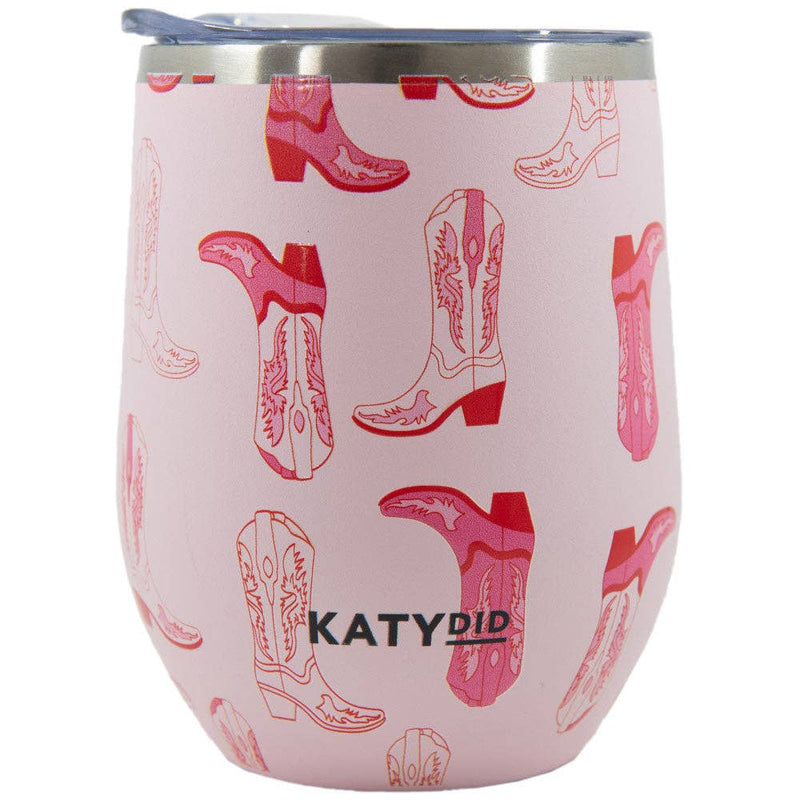 Light Pink Western Boots Stemless WINE TUMBLER Cup