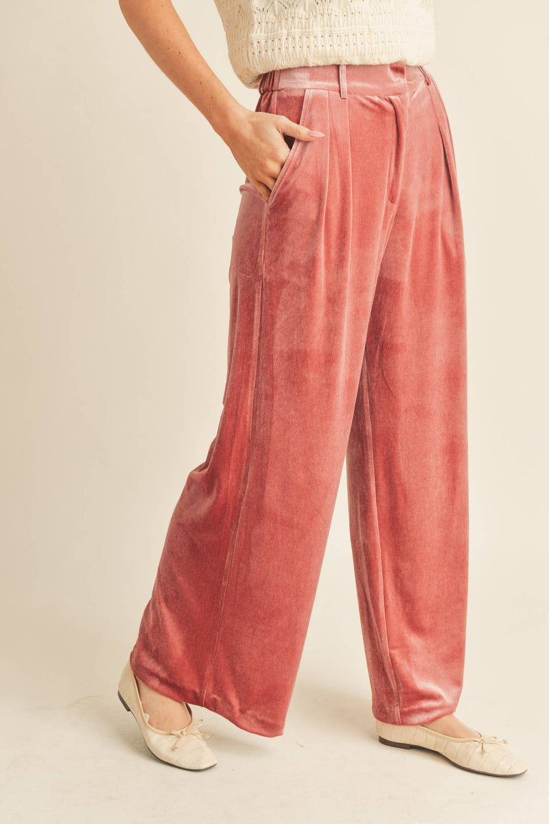 WIDE LEG VELVET TROUSERS