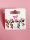 Silver Ribbon Bow Stud