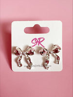 Silver Ribbon Bow Stud