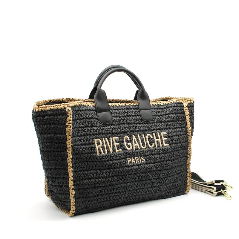 CROCHET RIVE GAUCHE bicolor woven tote bag