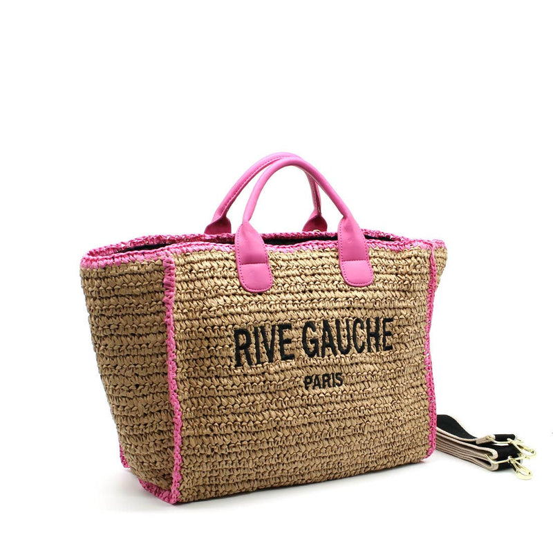 CROCHET RIVE GAUCHE bicolor woven tote bag