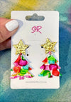 Hand-Painted Merry and Bright Art Tree Dangle Earring
