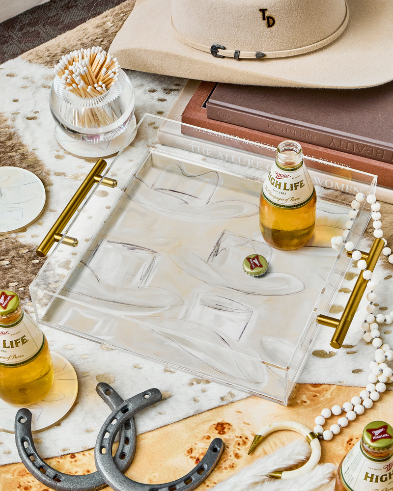 Wrangler Acrylic Tray With Gold Handles