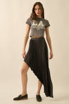 Accordion Pleated Asymmetrical Maxi Skirt