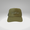 "mother." Embroidered Trucker Hat - Olive