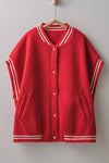 Oversized Sherpa Textured Varsity Button Front Vest