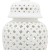 Ceramic Intricate Cut Out Lidded Jar - White, 24 in.