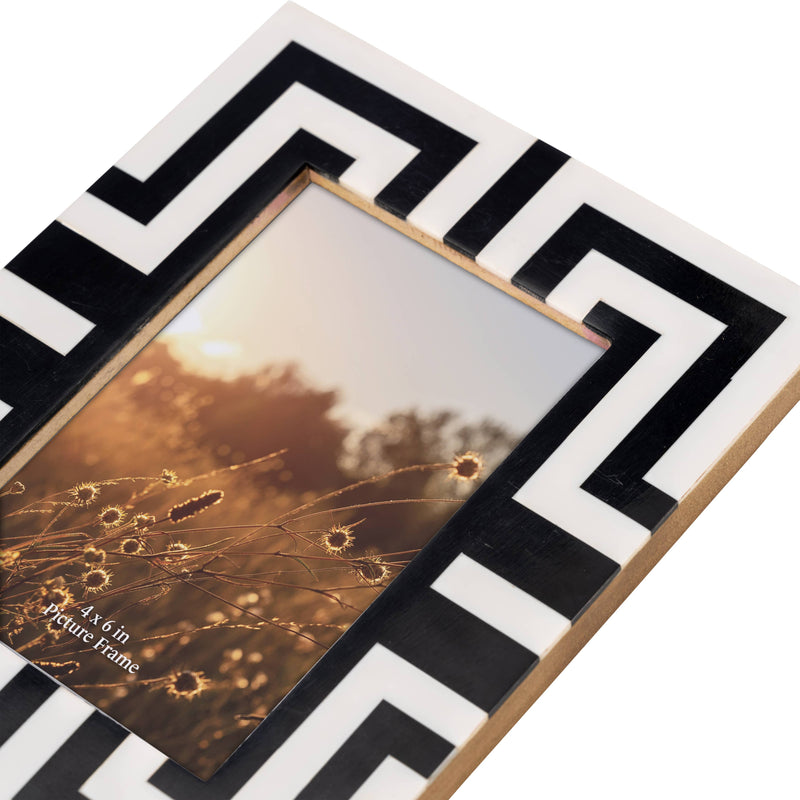 Resin Wood Geometric Pattern Photo Frame - Black, 4x6 in.
