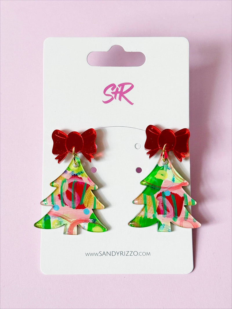 Hand-Painted Festival Fun Art Tree Dangle Earring