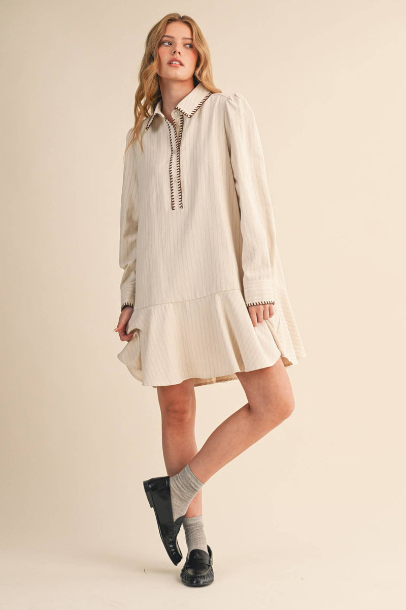 STRIPED BUTTON DOWN MINI DRESS