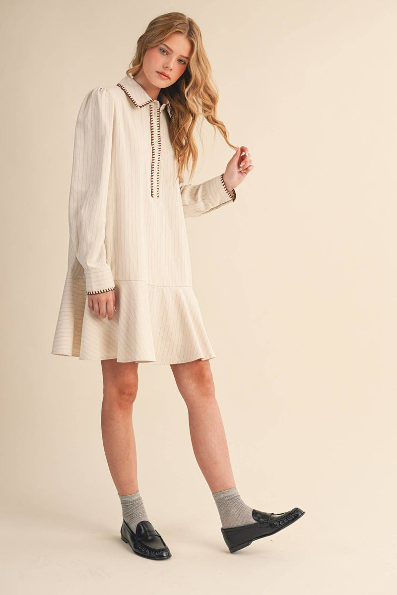 STRIPED BUTTON DOWN MINI DRESS