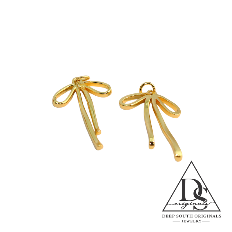 Gold Ribbon Bow Charm