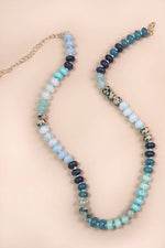 Natural Agate Glass Semi-Precious Bead Necklace