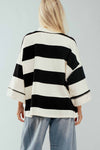 Oversized Half Zip Bold Stripe Statement Pullover Sweatshirt