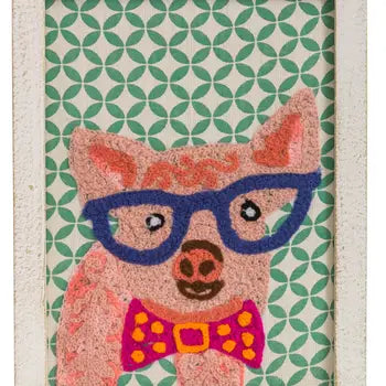 Framed Art - Pig with Blue Glasses