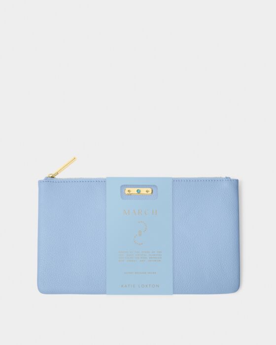Katie Loxton- Birthstone Pouch- March- Aqua Blue