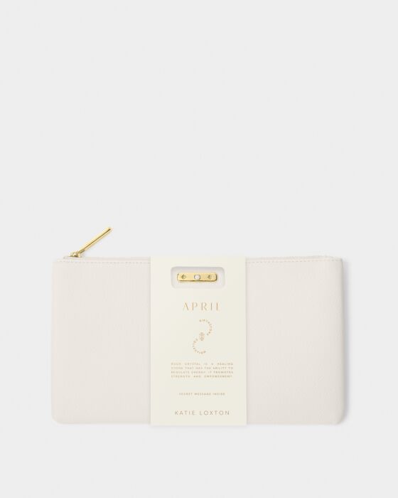 Katie Loxton- Birthstone Pouch- April- Off White