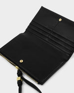 Arden Large Braided Wristlet Purse- Black
