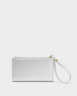 Arden Large Braided Wristlet Purse- Silver
