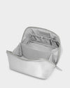 Medium Foldout Makeup & Toiletry Bag- Silver Patent Crackle