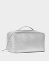 Large Fold out Makeup & Toiletry Bag- Silver Patent Crackle