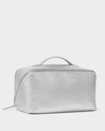 Large Fold out Makeup & Toiletry Bag- Silver Patent Crackle