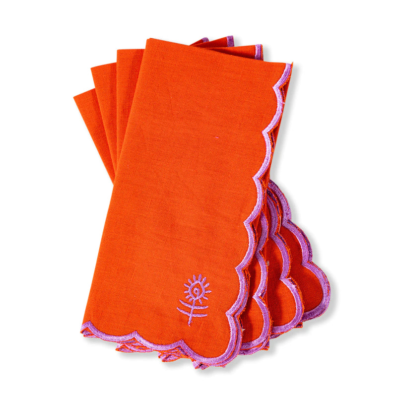 Icon Linen Napkins - orange & lilac