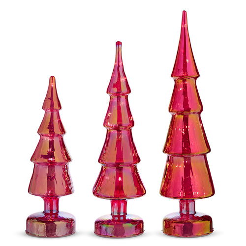 Red Iridescent Glass Tree - Lighted