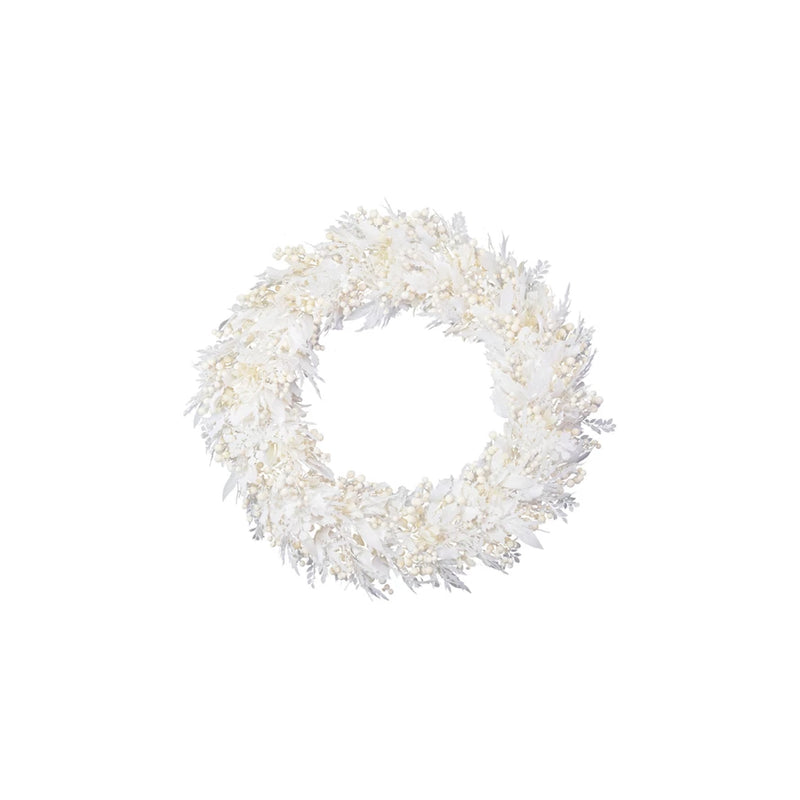 White Flocked Berry + Mistletoe Wreath