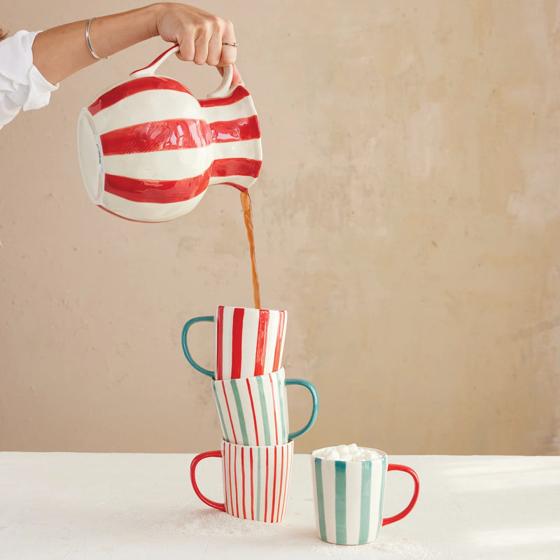 Red + White Striped Pitcher