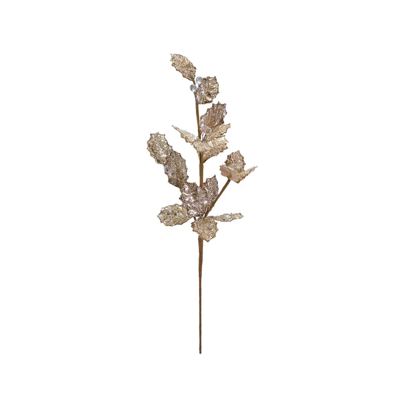 24" Faux Beaded Leaf Stem