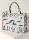 Blue Floral Bride Tote