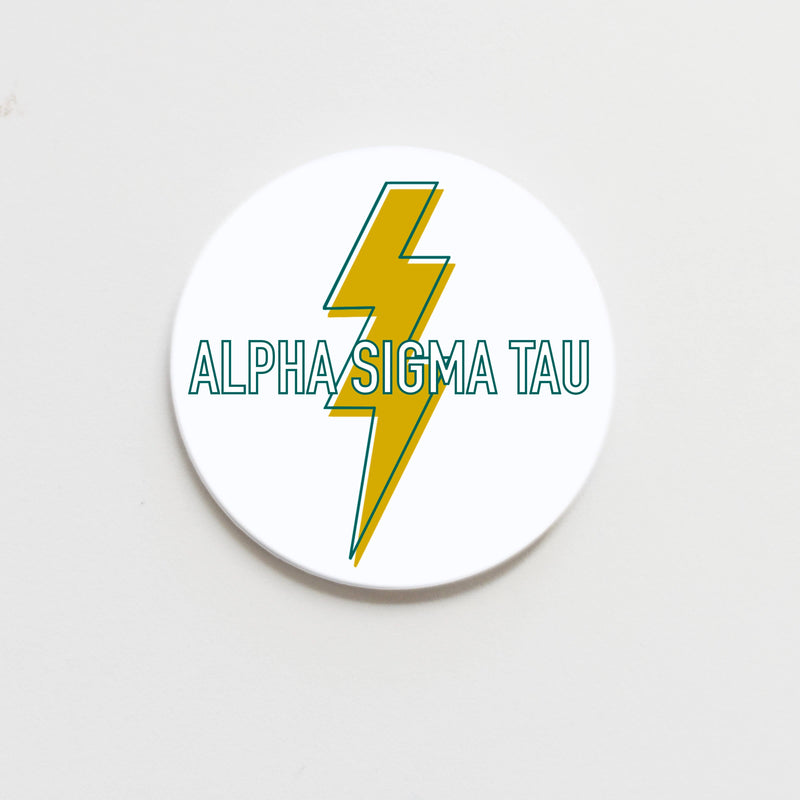 Alpha Sigma Tau Greek Lightning Button - 2.25 inch