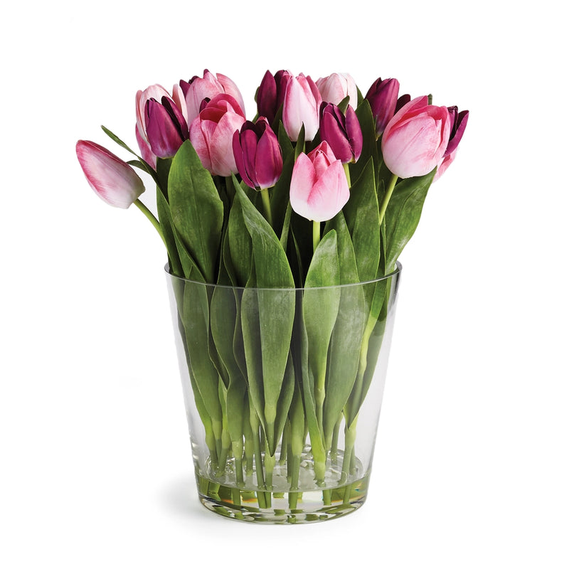 Dutch Tulip Arrangement In Vase 15"- Pink