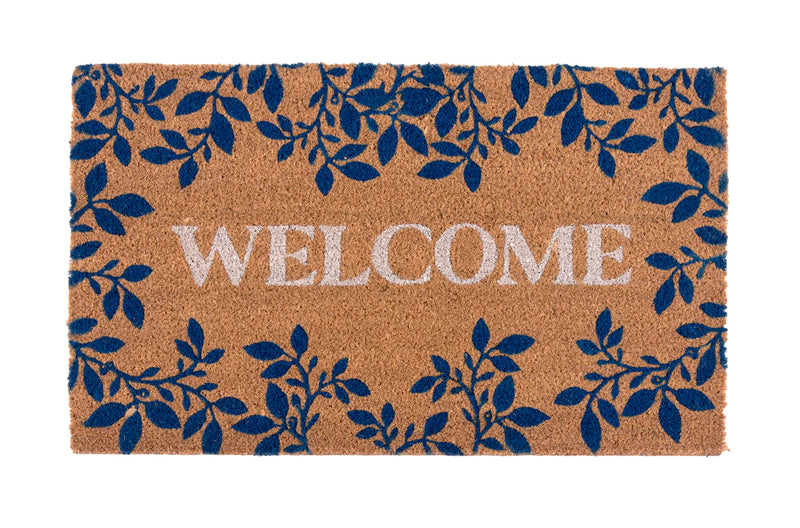Welcome Blue Floral Doormat