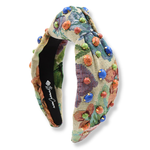 Multicolor Floral Tapestry Headband with Cabochons
