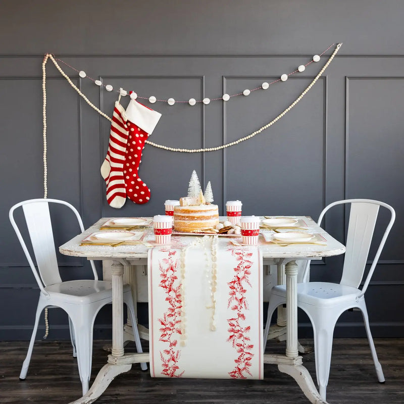 Red Holly Paper Table Runner