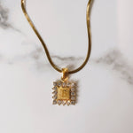 Goldie Square Initial Necklace: GOLD / L