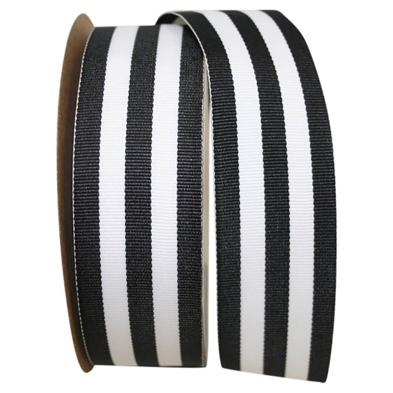 Grosgrain Stripes, Black, 1-1/2 In, 25 Yards