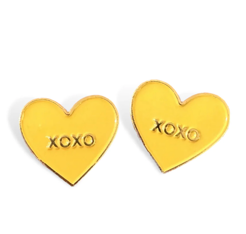 XOXO Yellow Heart Studs