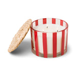 Al Fresco 12oz Red Striped Candle with Rattan Lid